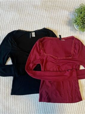 Lace-Trimmed Ribbed Tops